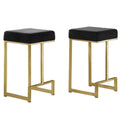 Best Master Furniture Dorrington Velvet Backless Counter Height Stool in Black/Gold (Set of 2)