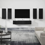 vidaXL TV Stand Set 6 Piece, Wall Mounted Entertainment Center, TV Stand Console with Storage, Modern Style, Black Engineered Wood
