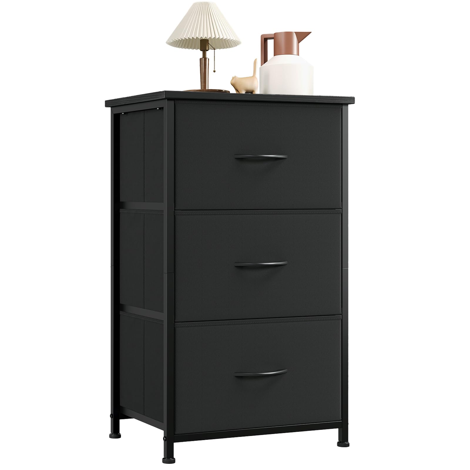Somdot Dresser for Bedroom with 3 Drawers, Storage Organizer Chest of Drawers with Removable Fabric Bins for Closet Bedside Livi