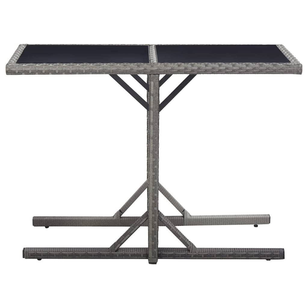 vidaXL Rectangular Patio Table 43.3"x20.9"x28.3" with Glass Top and Poly Rattan Construction, Ideal for Outdoor Use - Anthracite
