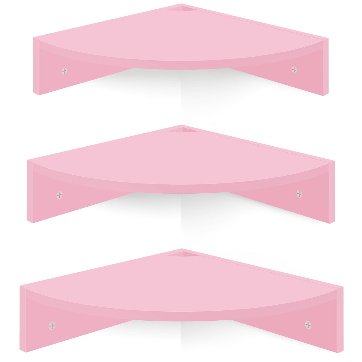 Homode Corner Shelf Wall Mount, Set of 3 Corner Floating Shelves with Cable Hole, 3 Tier Wood Corner Hanging Shelves, Living Roo