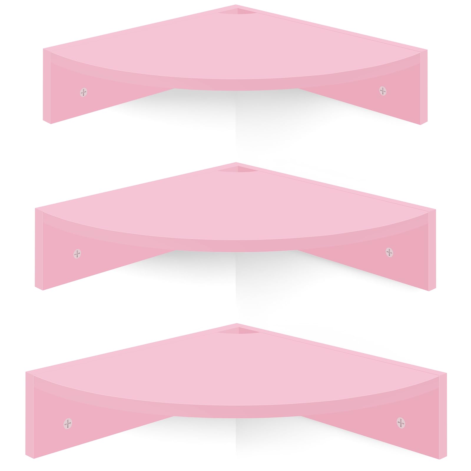 Homode Corner Shelf Wall Mount, Set of 3 Corner Floating Shelves with Cable Hole, 3 Tier Wood Corner Hanging Shelves, Living Roo