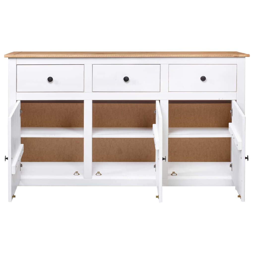 FAMIROSA Sideboard White 53.1x15.7x31.5 Solid Pinewood Panama Range