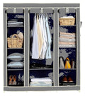 Obbo Portable 3Door Foldable Wardrobe Closet  Fabric, Plastic & Iron Storage Organizer With Shelves & Hanging Rod | 10Rack Li
