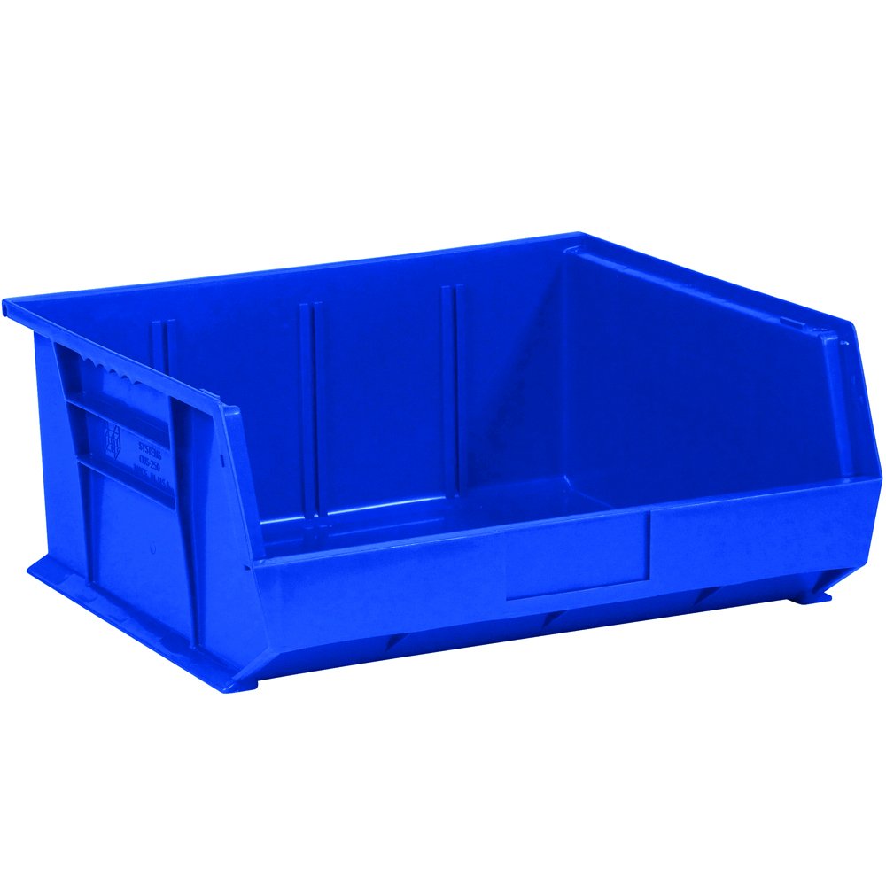 Aviditi Plastic Stack/Hang Storage Bin Containers, 14-3/4 X 16-1/2 X 7 Inches, Blue, Pack Of 6, For Organizing Homes, Offices, G