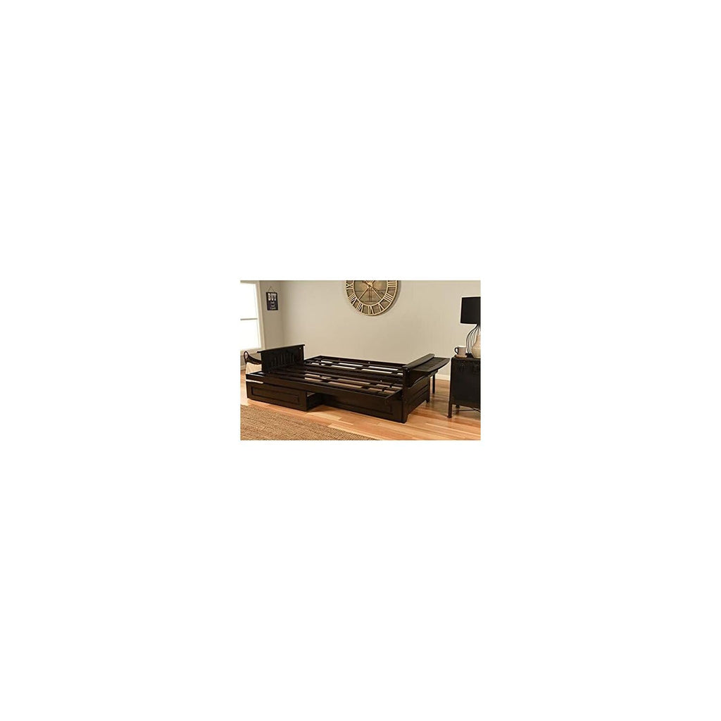 Kodiak Furniture Phoenix Queen Espresso Wood Storage Futon-Linen Stone Mattress