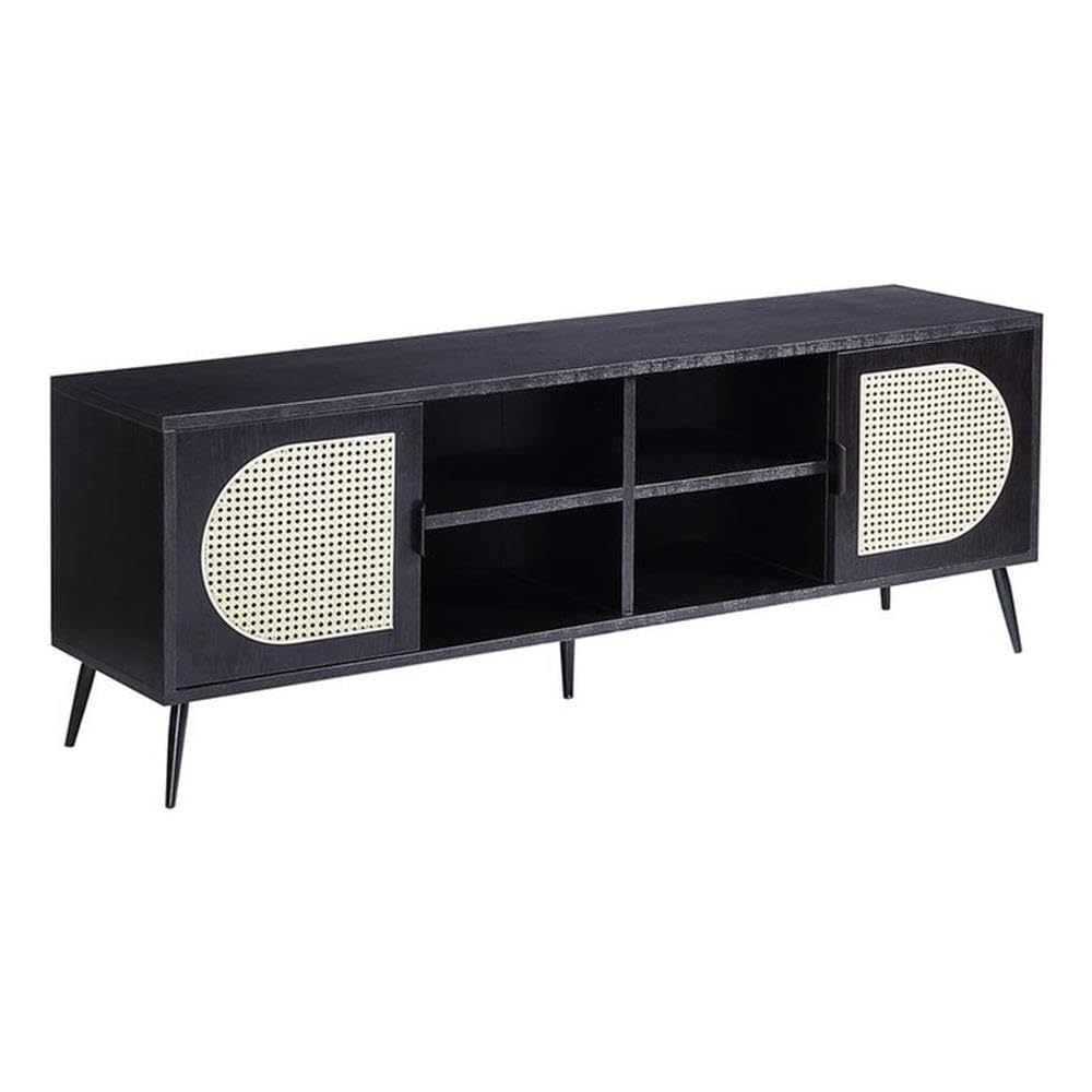 Acme Furniture 2 Doors and Four Open Shelves TV Stand, Black