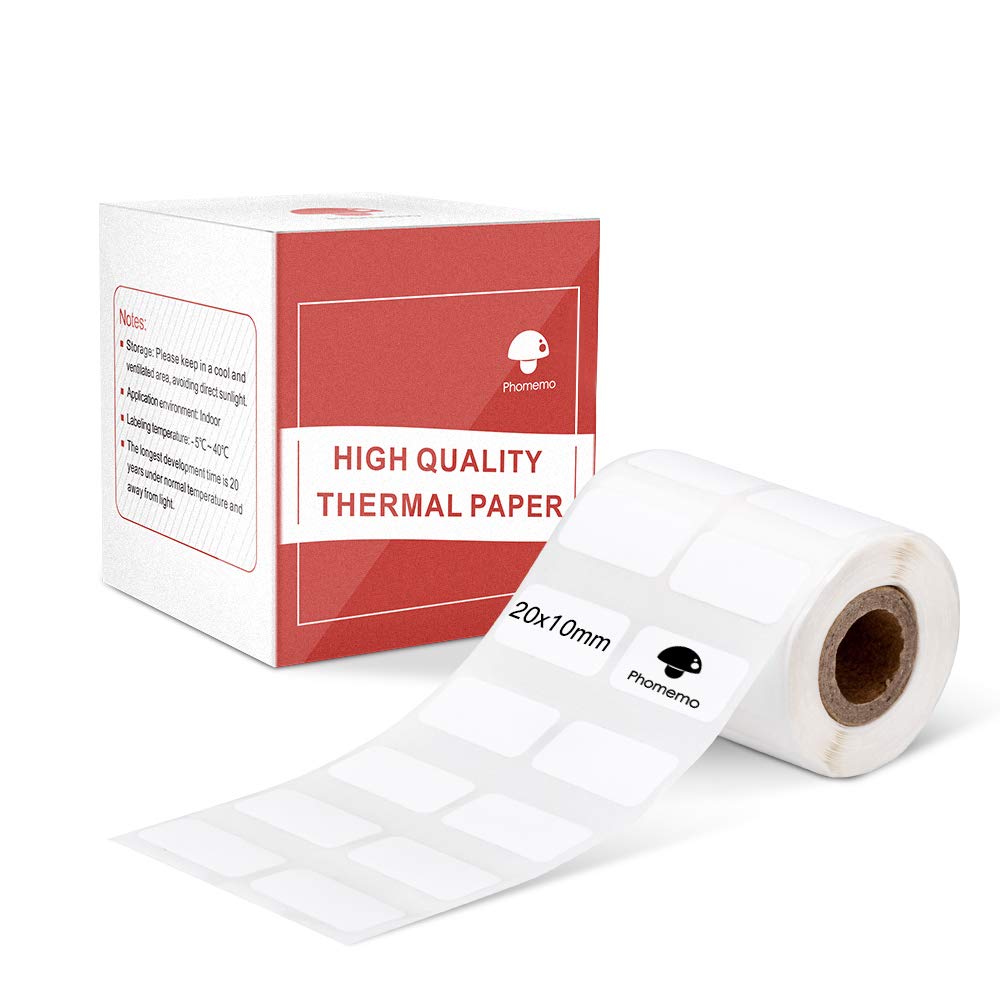 Multi-Purpose White Self-Adhesive Label Paper For Phomemo M200/M110/M220/M120/M221 Label Printer, 3/4' X 3/8'(20X10Mm), 600 La