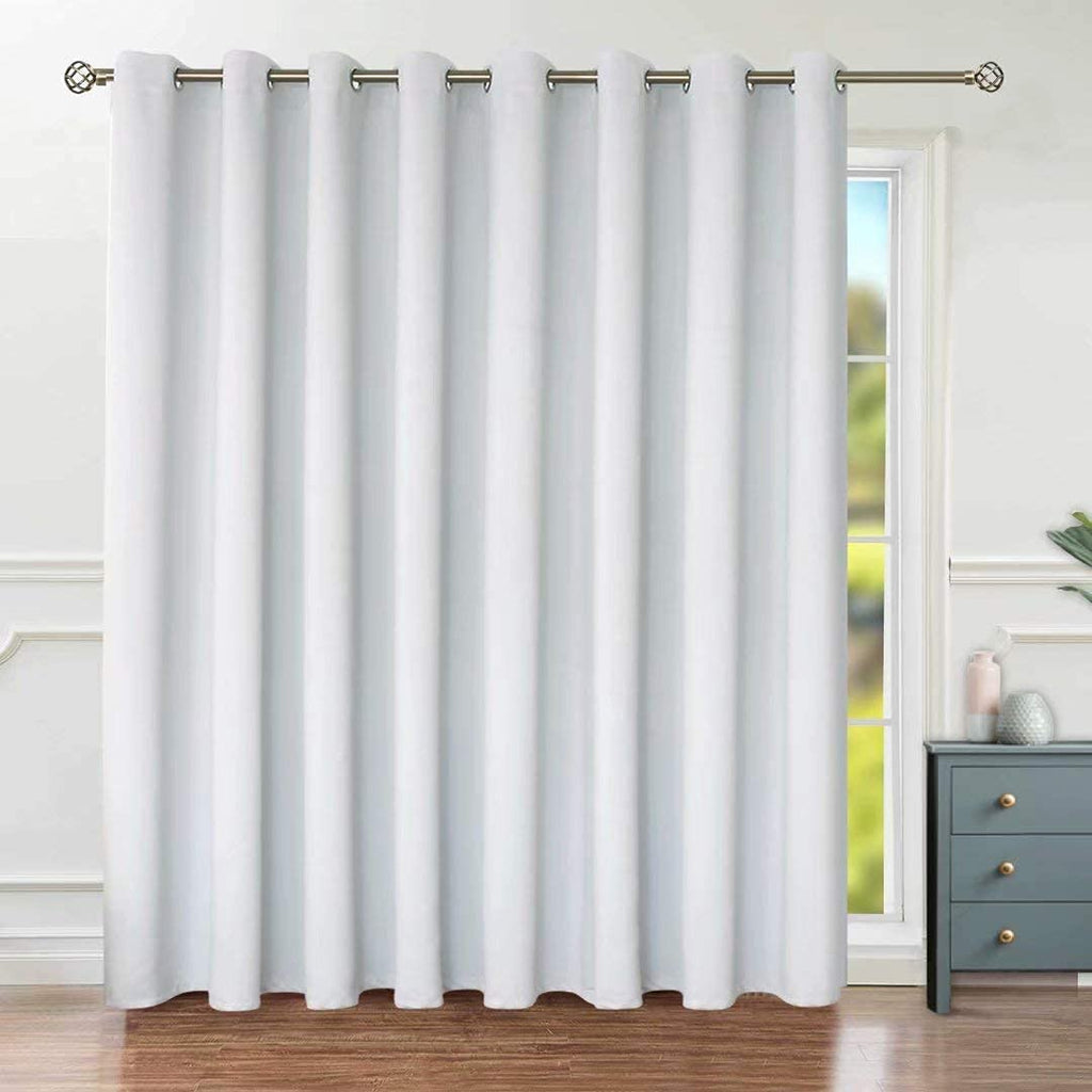 Bgment Large Room Darkening Blackout Curtains Fashion Sliding Door Curtain 180 X 96 Inches, Wide Thermal Room Divider Window Curtain, 1 Panel, Greyish White, 96 Length X Wide 180