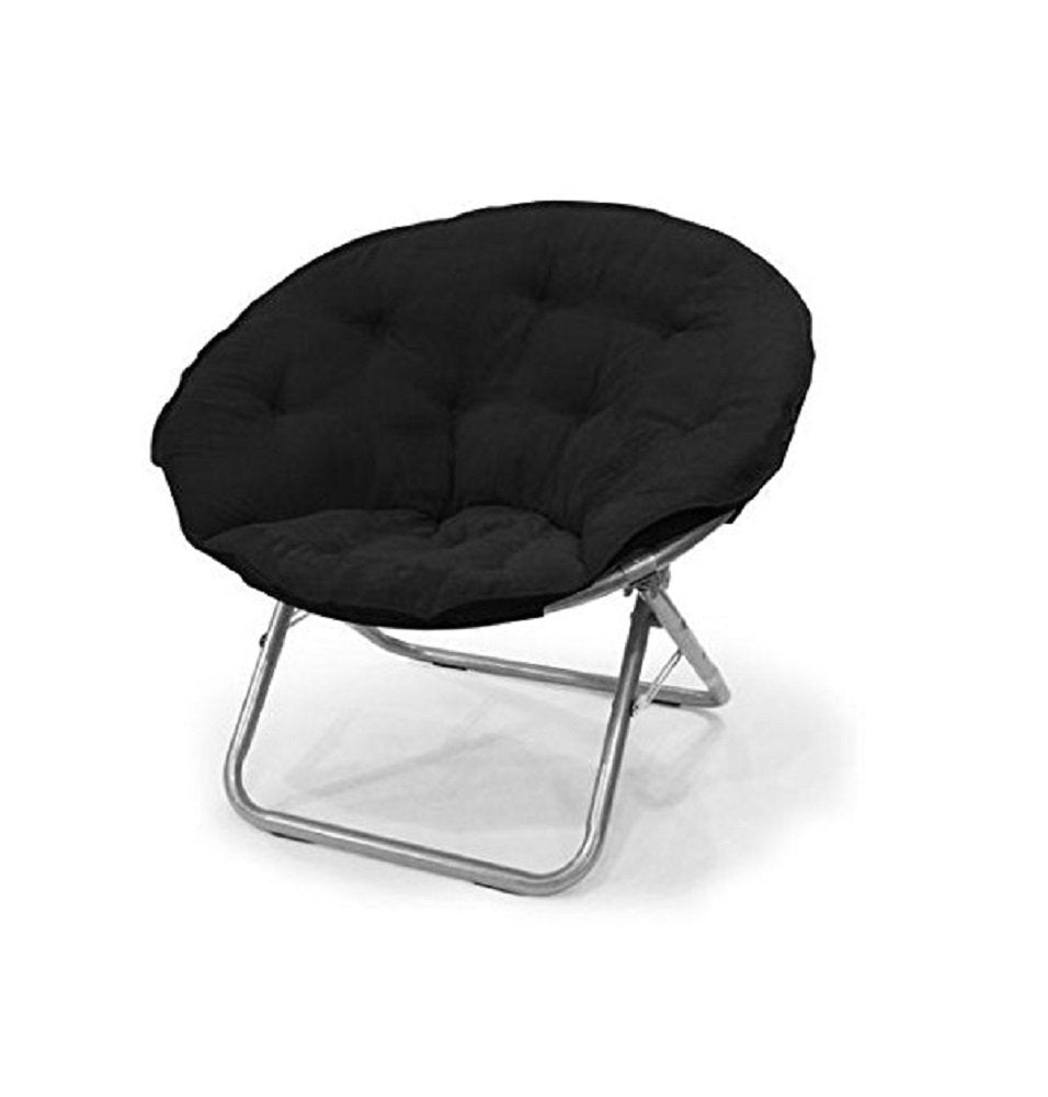 Urban Lifestyle Microsuede Foldable Saucer Chair, Black 27D x 32W x 29.5H in
