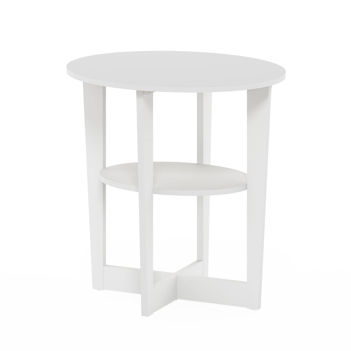 Furinno Jaya Oval End Table, Side Table, Nightstand, White