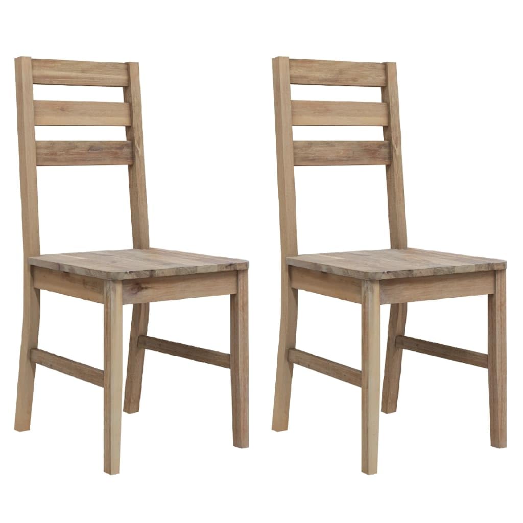 vidaXL Solid Acacia Wood Dining Chairs - Set of 2 - Scandinavian Farmhouse Style - Sturdy & Stable - Easy to Assemble and Clean - Rustic Brown