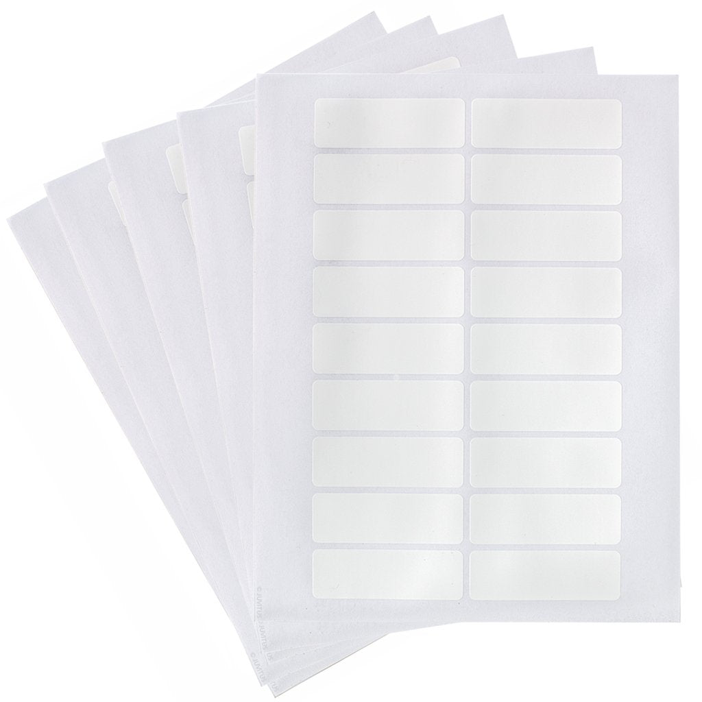 White Rectangular Waterproof Essential Oil Labels For Bottles & Jars - 3' X 1', 5 Sheets, 90 Labels