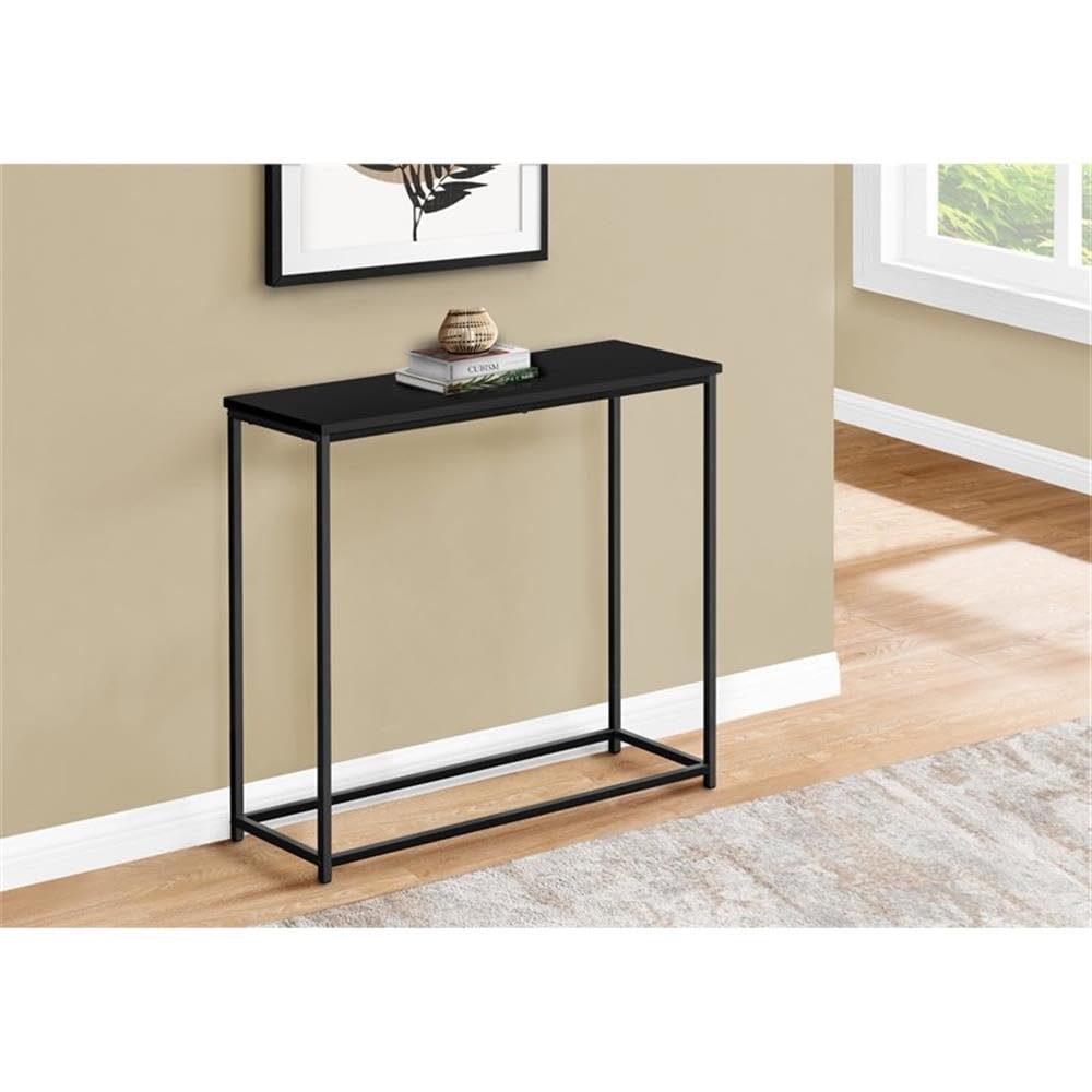 Monarch Specialties I 2250 Accent Table, Console, Entryway, Narrow, Sofa, Living Room, Bedroom, Metal, Laminate, Black, Contemporary, Modern