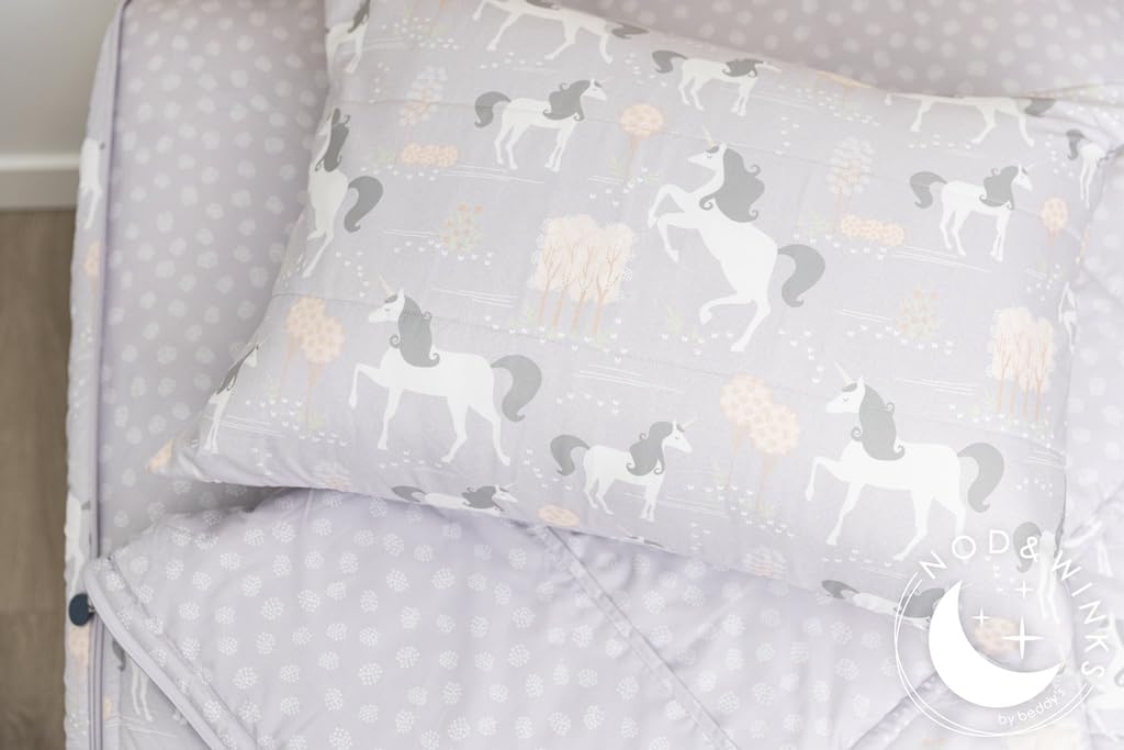 Beddy'S Fairytale Unicorn Girls Durable Zipper Bedding, Bed In A Bag, Purple Sheets & Comforter With Unicorns Design, Includes P