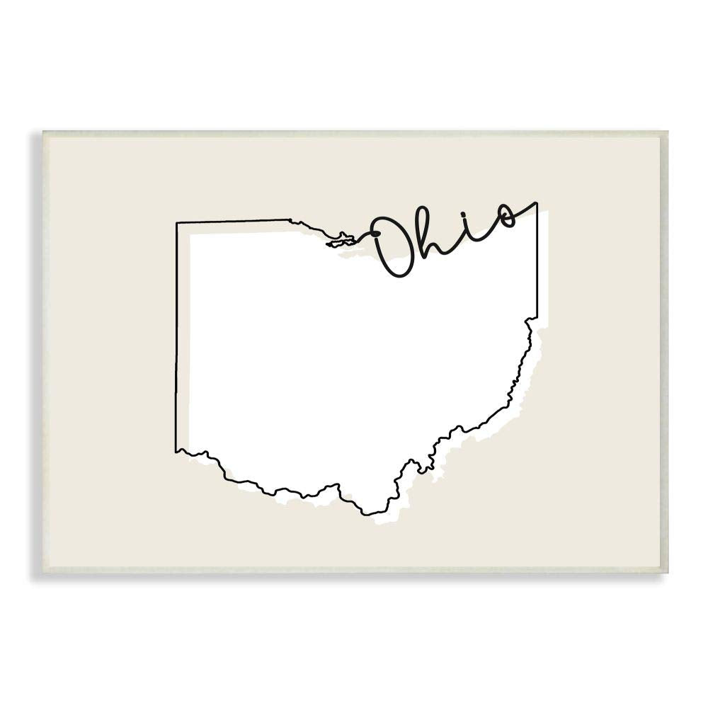 Stupell Industries Ohio Home State Map Neutral Print Design Wall Plaque, 12 x 18, Multi-Color