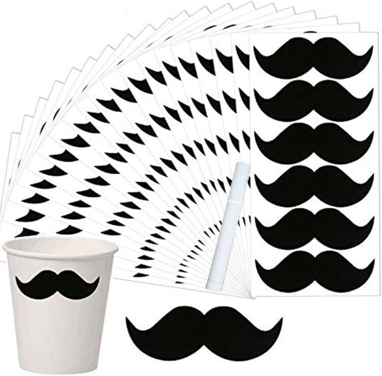 234 Pcs Mustache Stickers Happy Father'S Day Stickers Halloween Mustache Labels For Party Supplies 3.35 X 1.15 Inch Little Accen