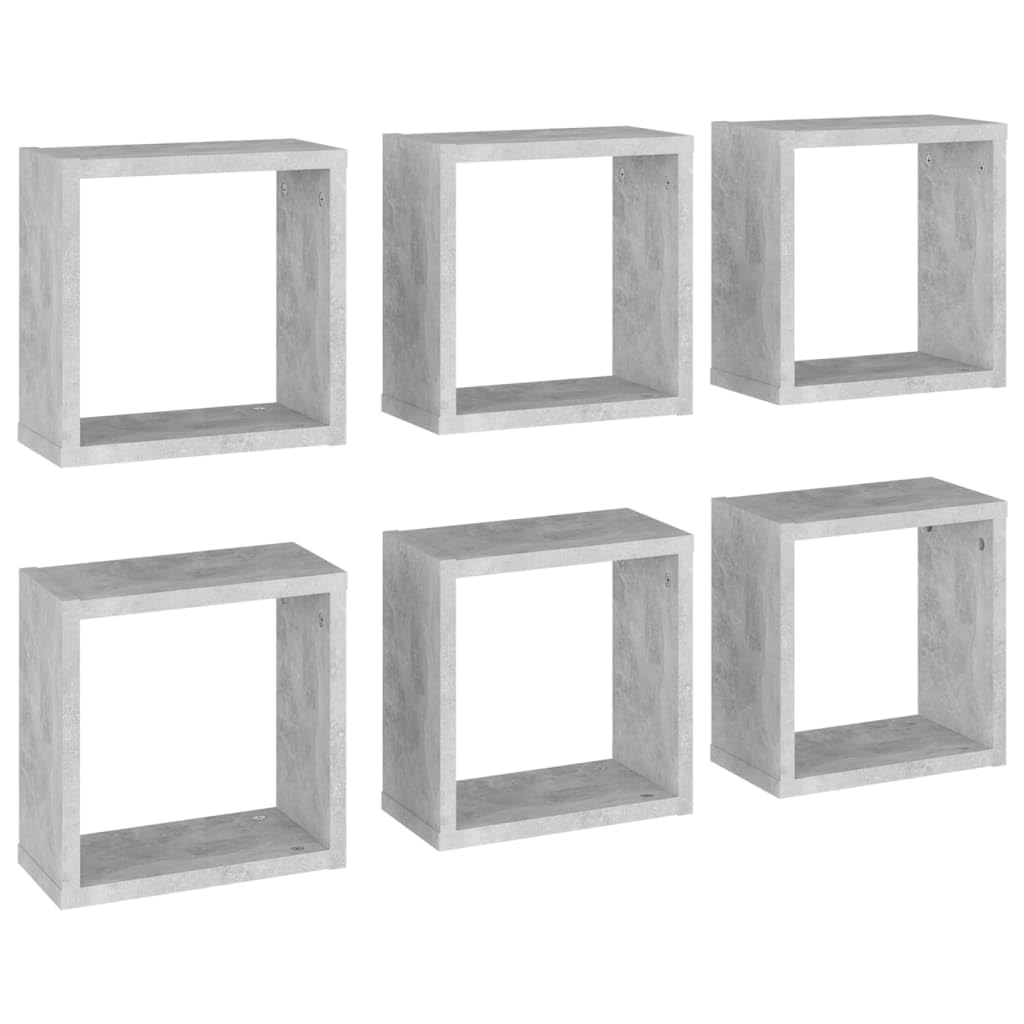 Vidaxl 6 X Cube Shelves, Wall Shelves, Hanging Shelves, Cube, Lounge, Cd Shelf, Decorative Shelf, Bookcase, Floating Shelf, Wall Shelf, Cube, Concrete Grey, 30X15X30 Cm