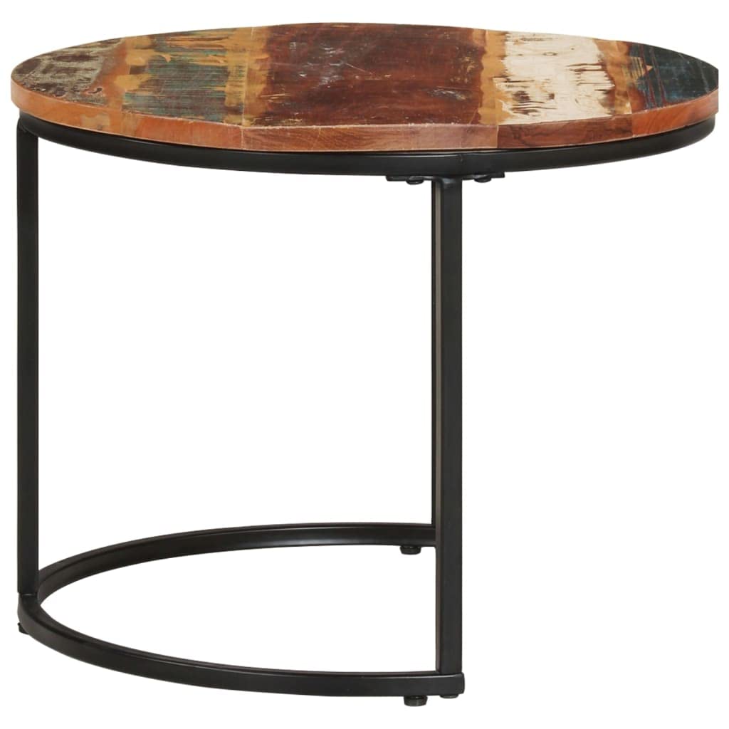 vidaXL Solid Reclaimed Wood Nesting Tables ?Handmade Round End Tables in Mixed Color Finish ?Unique, Space-Saving, and Versatile Furniture Pieces