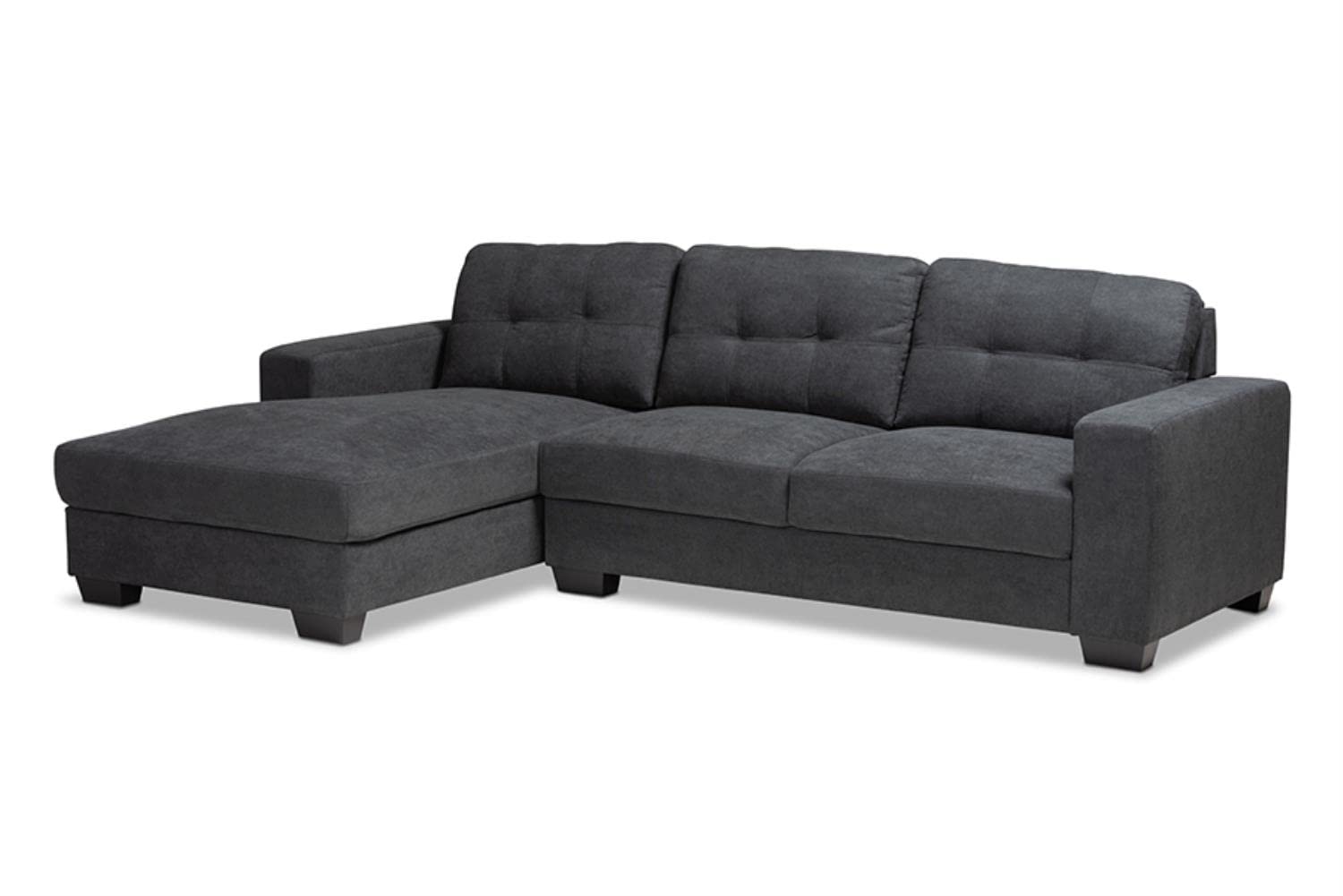 Baxton Studio Langley Dark Grey Sectional Sofa with Left Facing Chaise