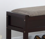 Roundhill Furniture Rouen Espresso Seating Bench With Shoe Storage,