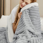 Bedsure Sherpa Throw Blanket For Couch - Super Soft Cozy Fleece Thick Warm Blanket For Winter, Plush Grey Throw Gift For Women, 50X60 Inches