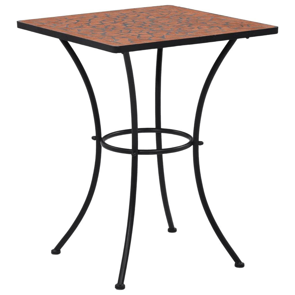 vidaXL Bistro Table, Terracotta, 23.6 - Powder-Coated Iron Frame and Ceramic Mosaic Tabletop, Compact Square Design for Indoor U