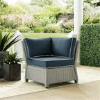 Crosley Bradenton Outdoor Wicker Sectional Corner Chair Navy/Gray