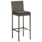 vidaXL 3-Piece Patio Bar Set - Gray PE Rattan Bar Stools, Solid Acacia Wood Table, Removable Cushions for Garden & Outdoor Use