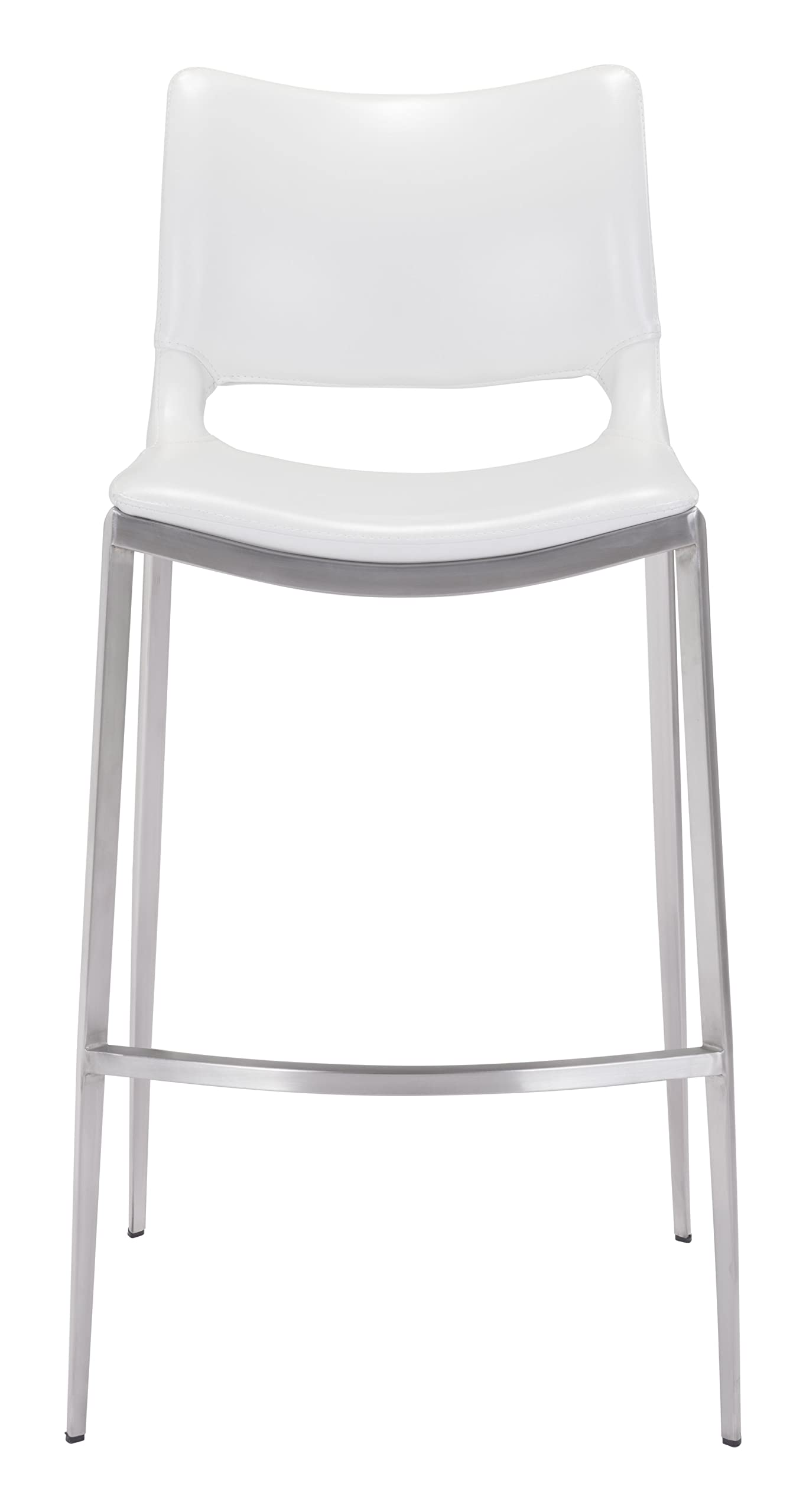Ace Bar Chair (Set of 2) White & Silver