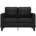 vidaXL 2-Seater Sofa - Black Faux Leather with Sturdy Metal Frame - Comfortable Seating with Wide Seats, Armrests, and Back Pillows - Sleek and Simple Design - Ideal for Living Room/Office