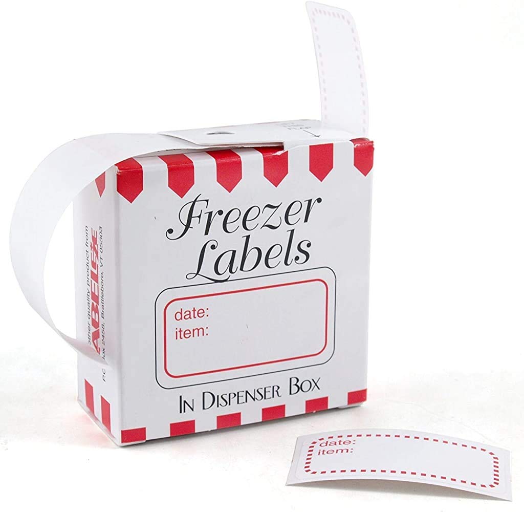 White And Red 1 X 2 Inch Freezer Labels, Set Of 100