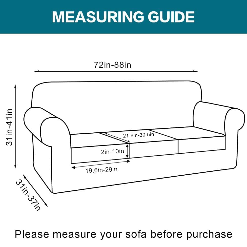 4 Piece Sofa Covers For 3 Cushion Couch Sofa Slipcover Soft Couch Cover For Dogs-Washable Sofa Furniture Covers With 3 Individual Cushion Covers, Feature Jacquard Fabric (3 Cushion Sofa, Loden Frost)