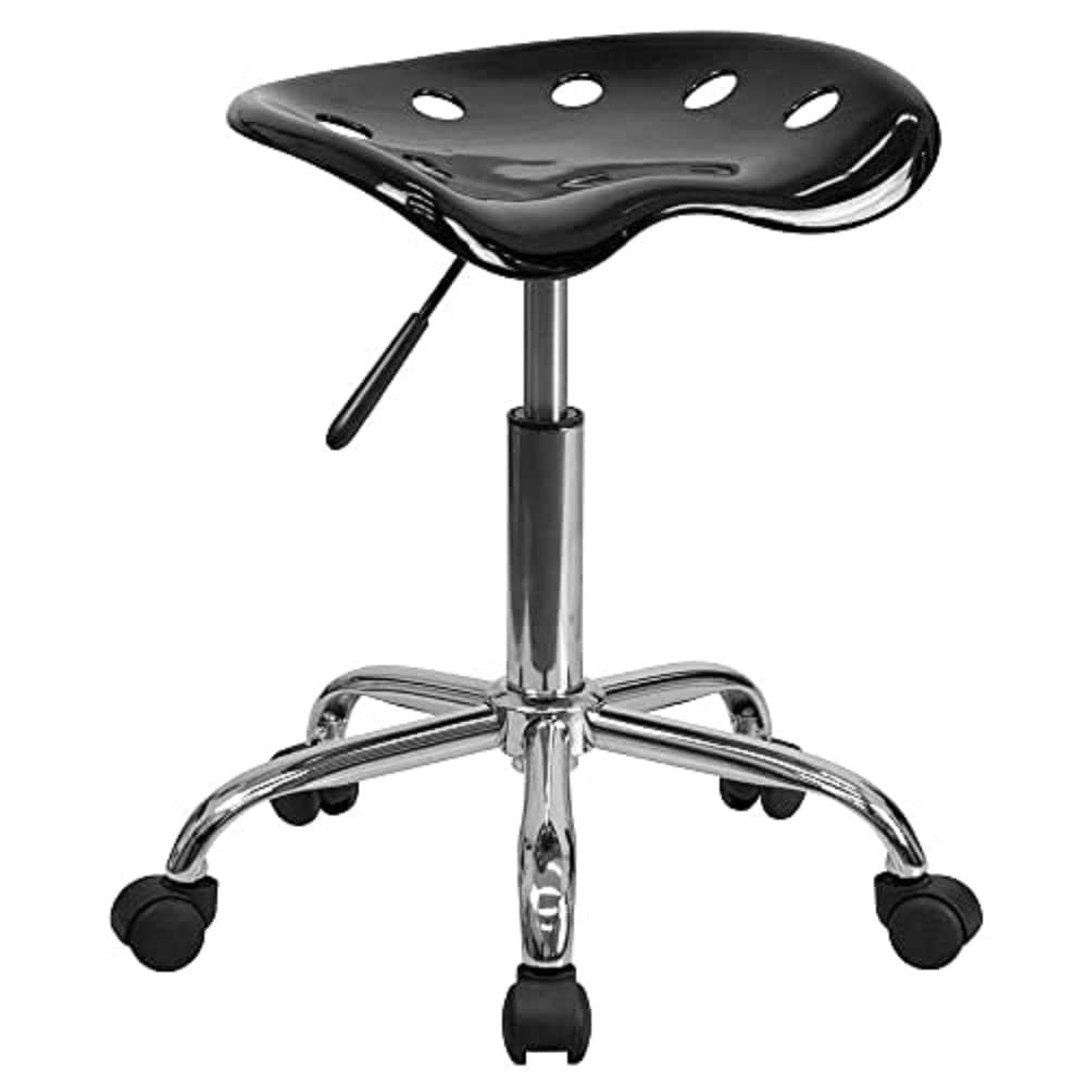 Flash Furniture Taylor Vibrant Black Tractor Seat and Chrome Stool