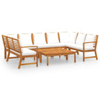 vidaXL Patio Lounge Set 9 Piece, Patio Furniture Set for Outdoor, Sectional Sofa with Cushions, Corner Sofa, Modern Style, Cream Solid Wood Acacia
