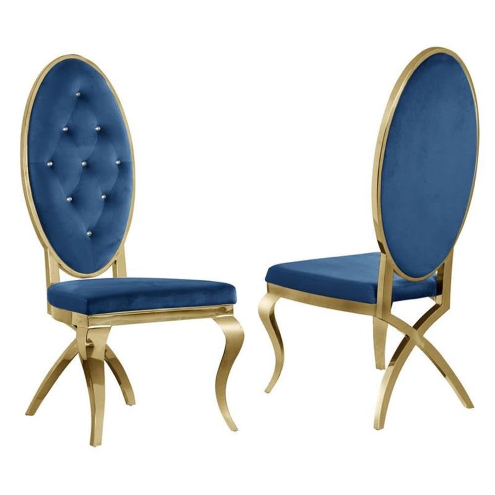 Best Quality Furniture Sc54 Side Chairs (Set Of 2), Navy Blue
