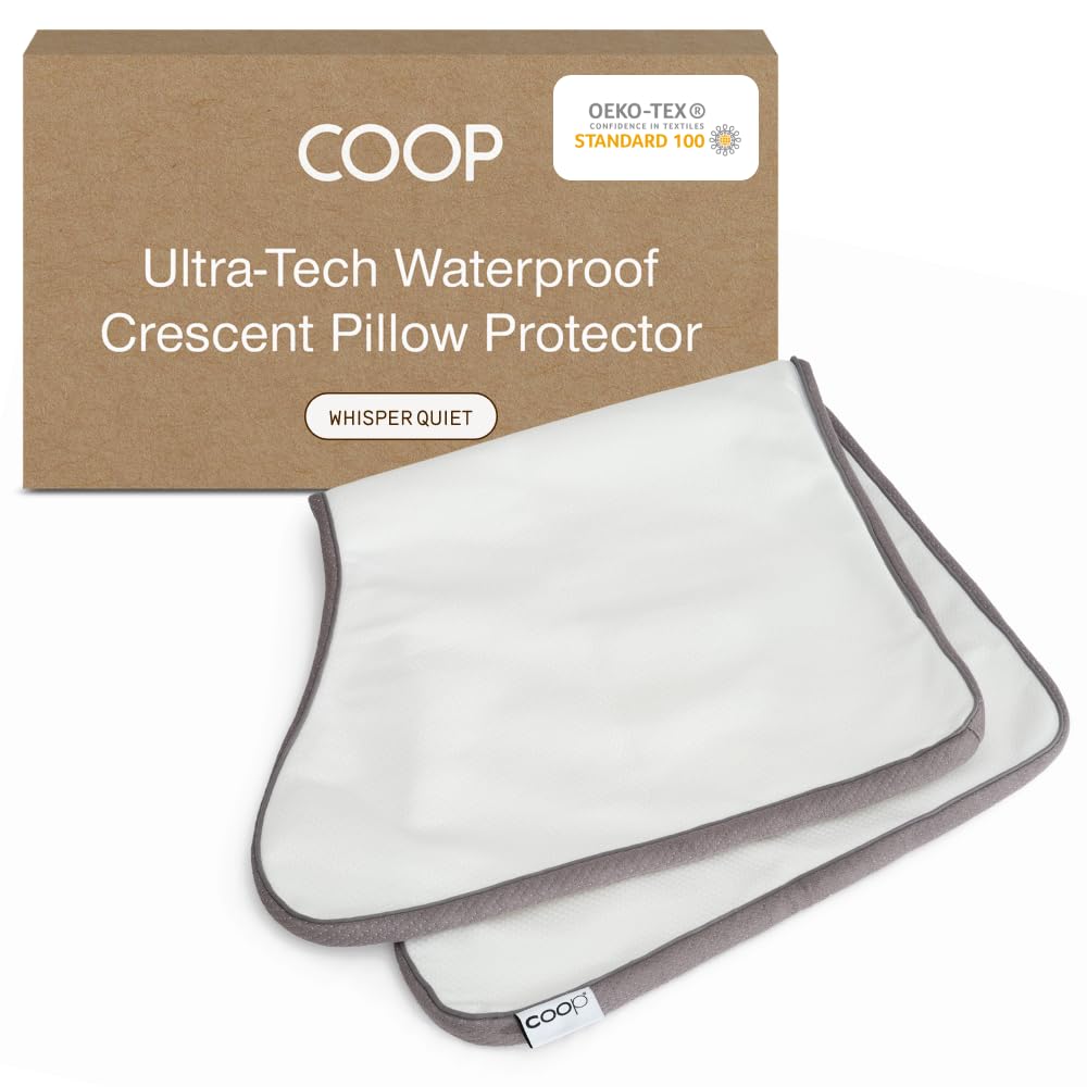 Coop Home Goods Ultra-Tech Waterproof Crescent Pillow Protector - Zippered Covers for Crescent Pillows, Queen Size, Oeko-Tex Cer
