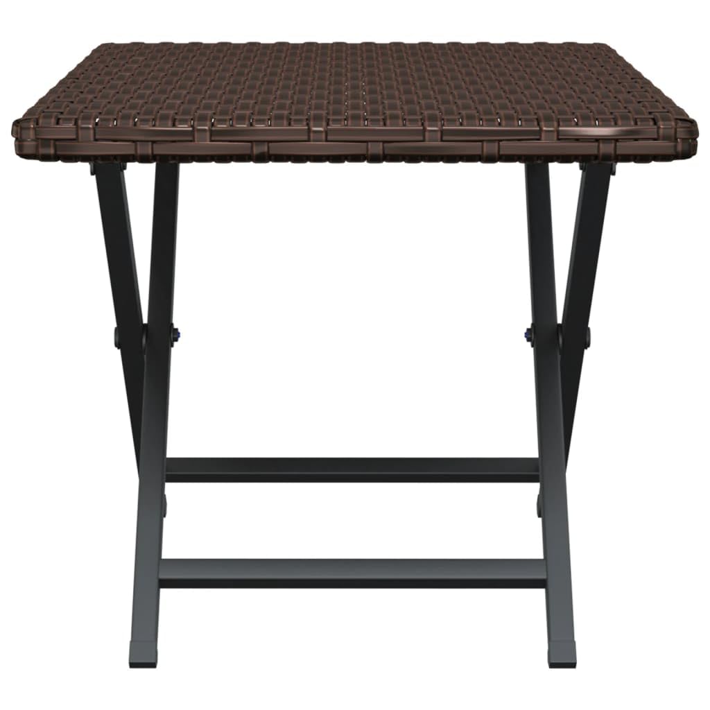 vidaXL Folding Table Brown 45 x 35 x 32 cm Resin Braided Folding Table, Table, Patio Furniture, Garden Furniture, Outdoor Furniture