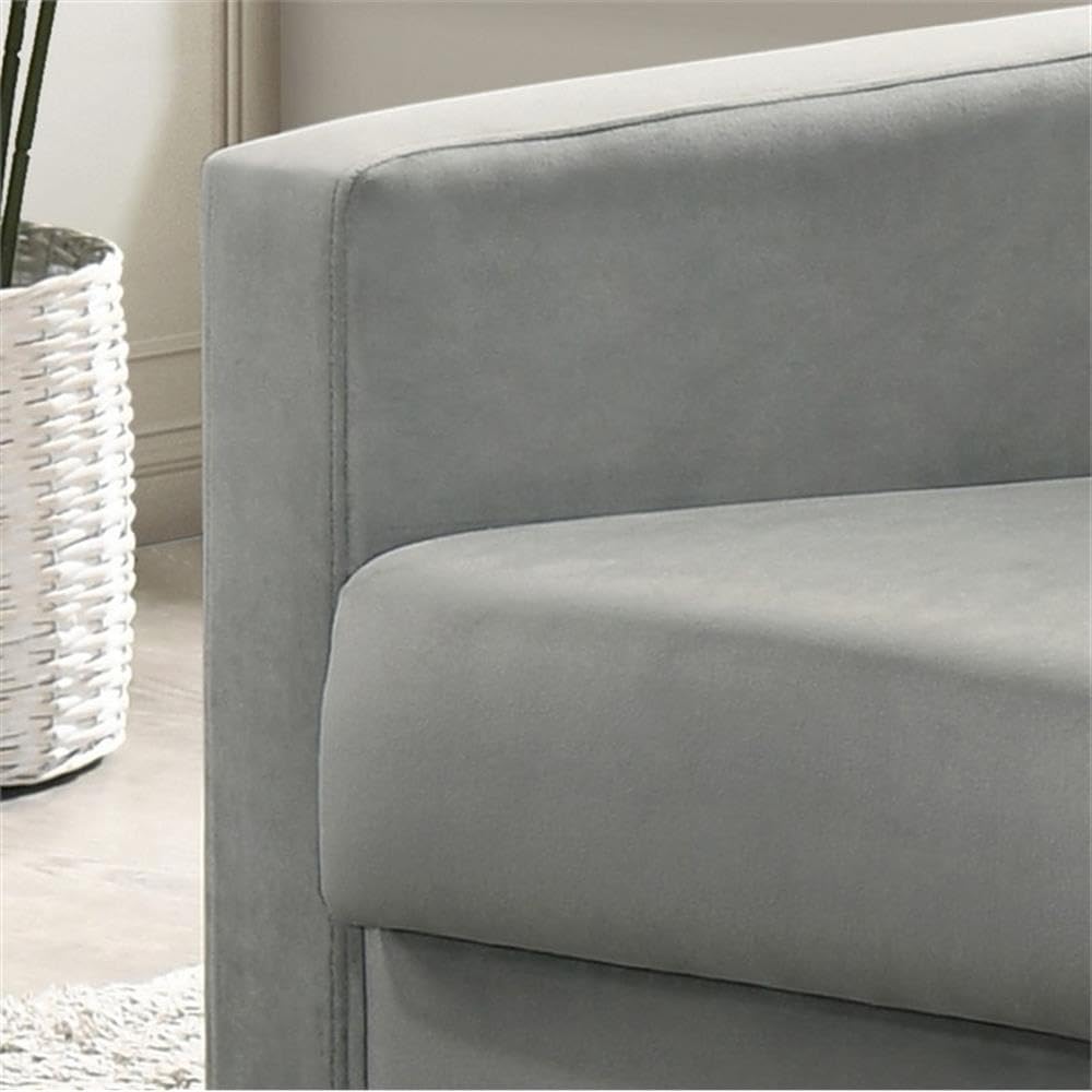 Lilola Home Hale Light Gray Velvet Accent Armchair with Tufting