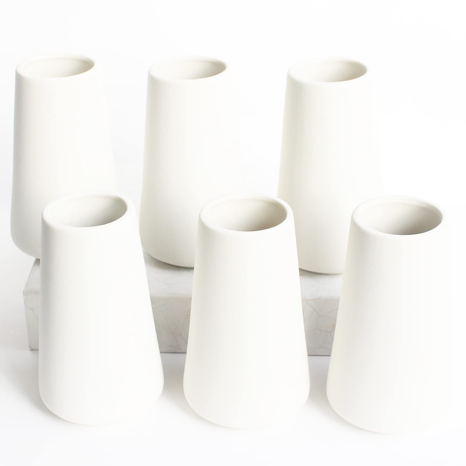YANLING 6 Pack White Vase Ceramic Vases for Home Decor, 6 Inch Modern White Ceramic Vases for Centerpieces Pampas Grass Vases Ta