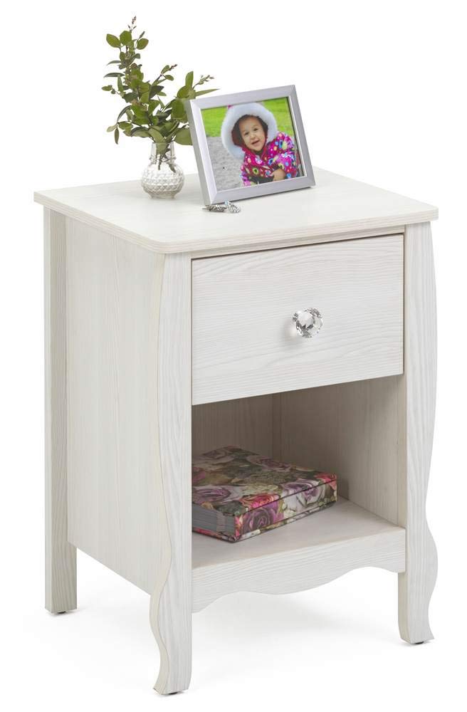 4D Concepts Lindsay Nightstand, Stone White Oak