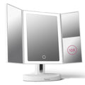 Fancii LED Lighted Vanity Makeup Mirror, Rechargeable Trifold Mirror with 5X & 10x Magnifications - 68 Dimmable Natural Lights, 