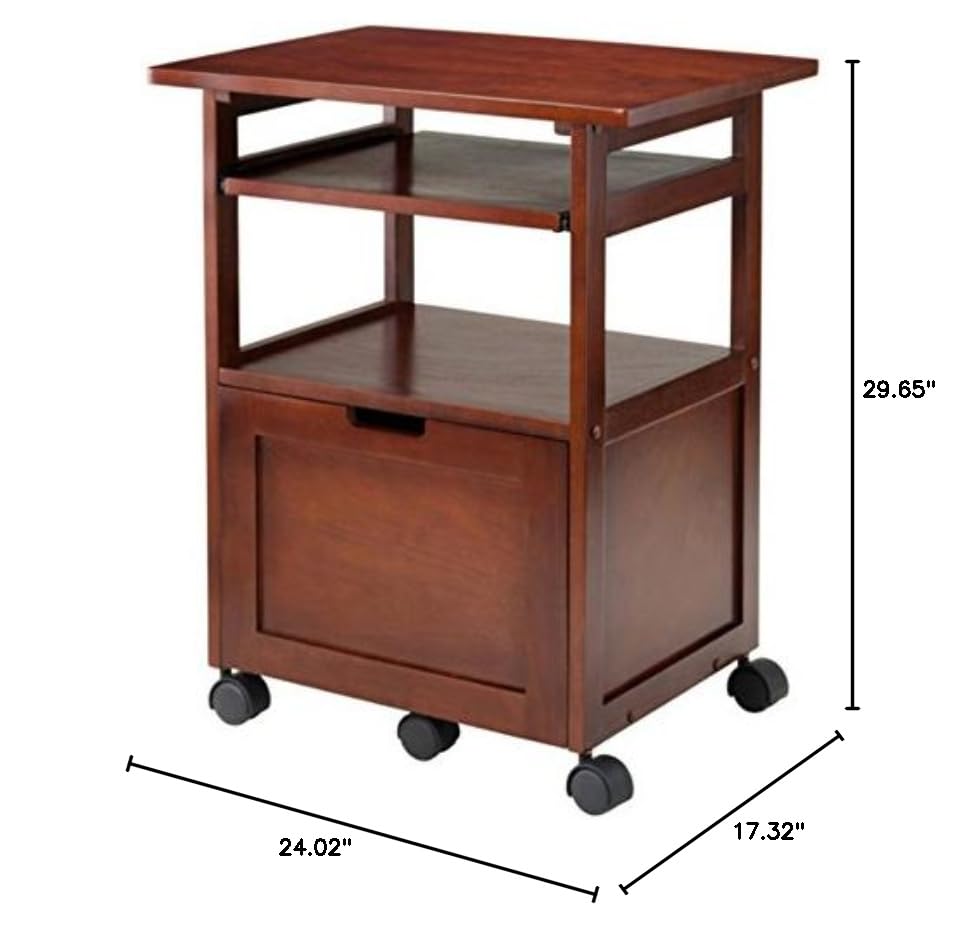 Ergode Piper | Versatile Compact Work Cart/Storage Solution | Laptop Stand | Filing Cabinet | Shelf | Walnut Finish