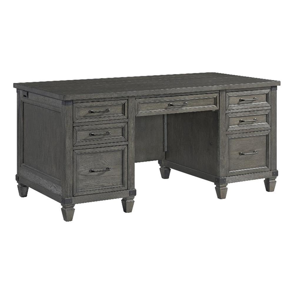 Intercon Foundry Home Office 66" Wide Executive Desk, Brushed Pewter Furniture