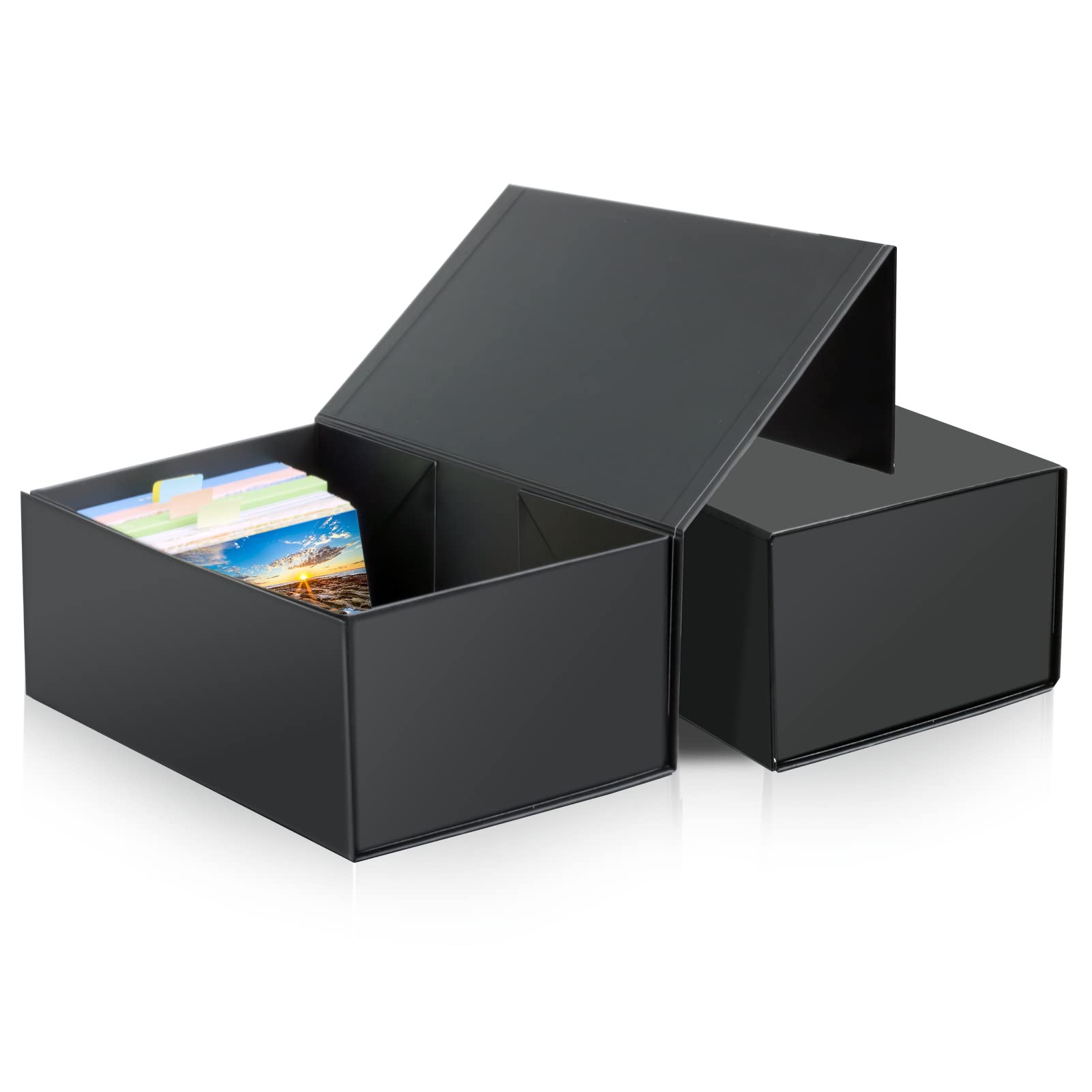 4X6 Index Card Holder, Index Card Storage Box 4 X 6 Inches, Fits 1200 Flash Cards - 2 Pack, Black