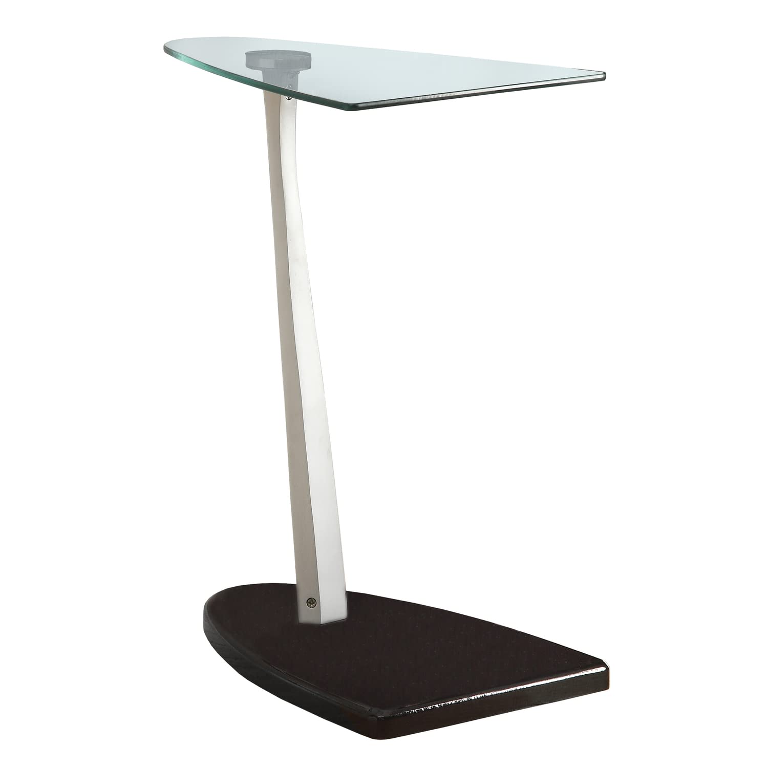 Monarch Specialties Accent Table Top Tempered Glass, 24&quot; H, Glossy Black/Silver