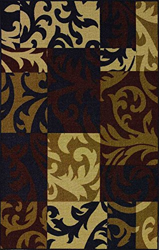 Dalyn Essence Area Rug Es11 Black Blocks Floral 22" X 60" Rectangle