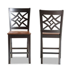 Baxton Studio Nicolette Modern and Contemporary Two-Tone Dark Brown and Walnut Brown Finished Wood 2-Piece Counter Stool Set