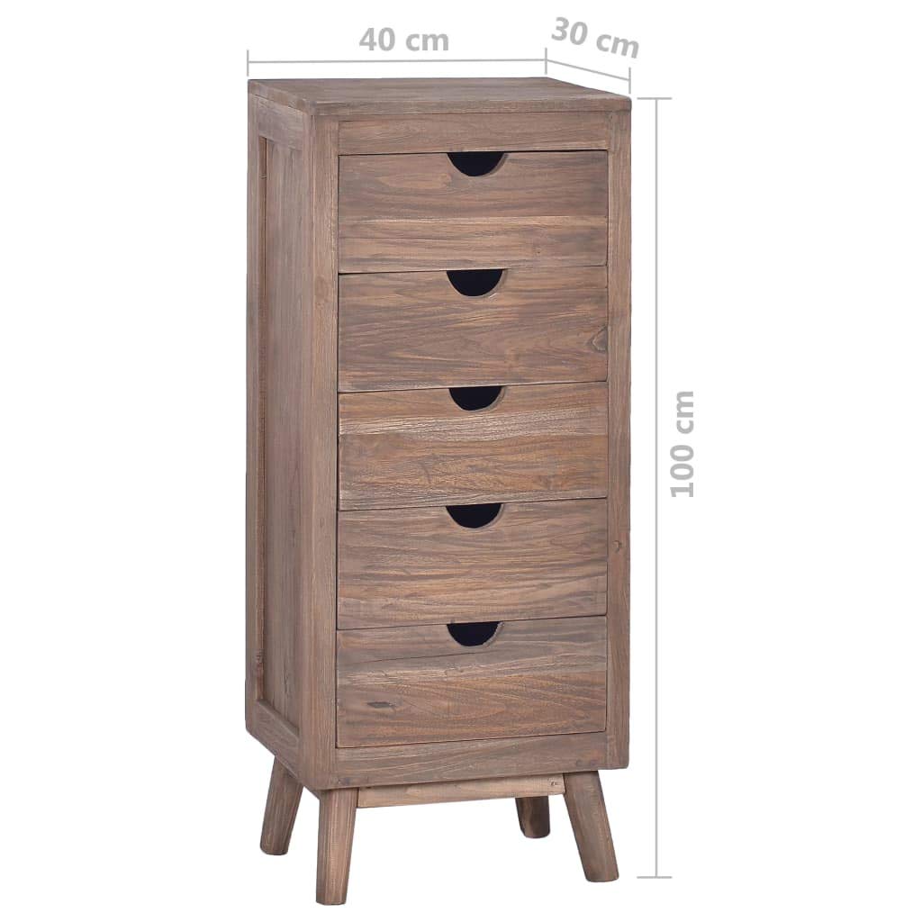vidaXL Sideboard with 5 Drawers 15.7&quot;x11.8&quot;x39.4&quot; Solid Teak Wood