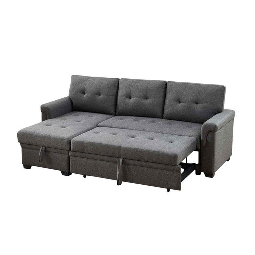 Lilola Home Destiny Dark Gray Fabric Reversible Sleeper Sectional Sofa with Storage Chaise